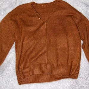 Comfy burnt orange v neck sweater, size small